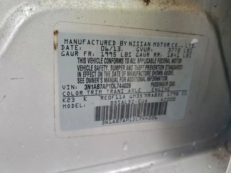 2013 NISSAN SENTRA S  