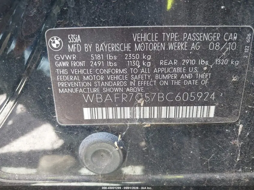 2011 BMW 535I  