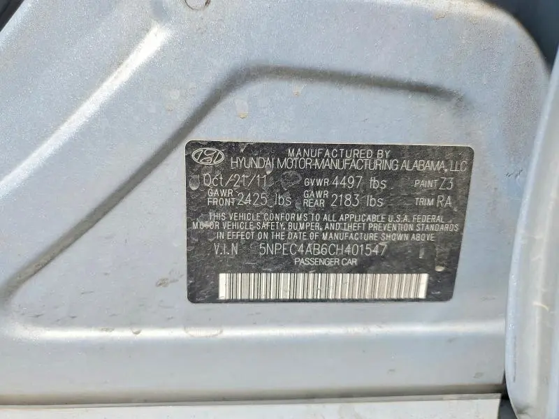 2012 HYUNDAI SONATA LIMITED 2.0T  