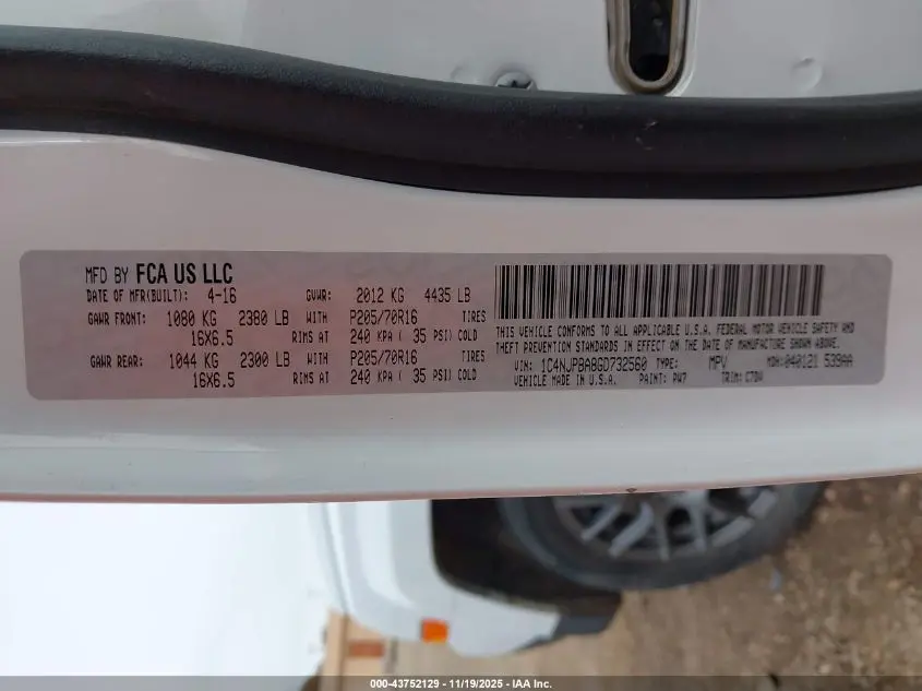 2016 JEEP PATRIOT SPORT