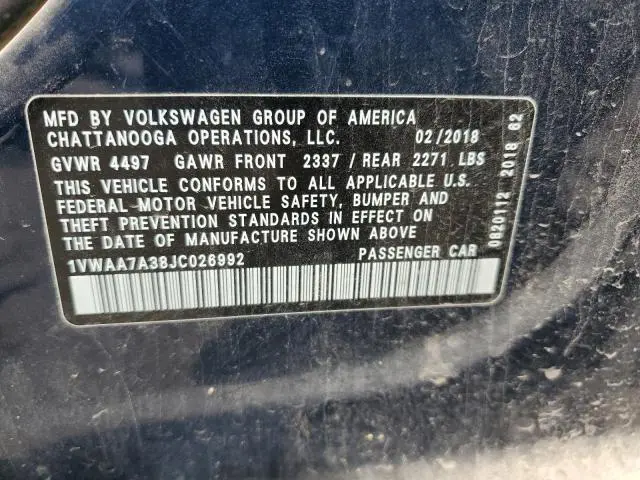 2018 VOLKSWAGEN PASSAT S