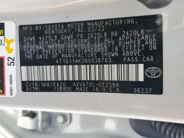 2022 TOYOTA CAMRY SE