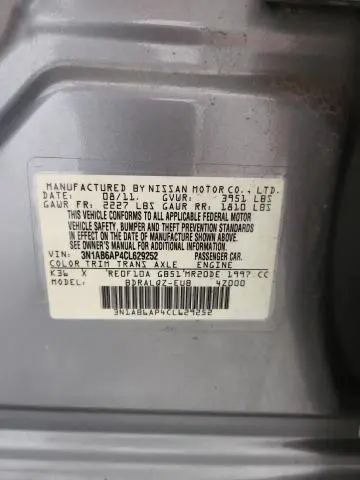 2012 NISSAN SENTRA 2.0  