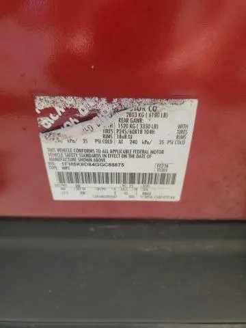 2016 FORD EXPLORER XLT  