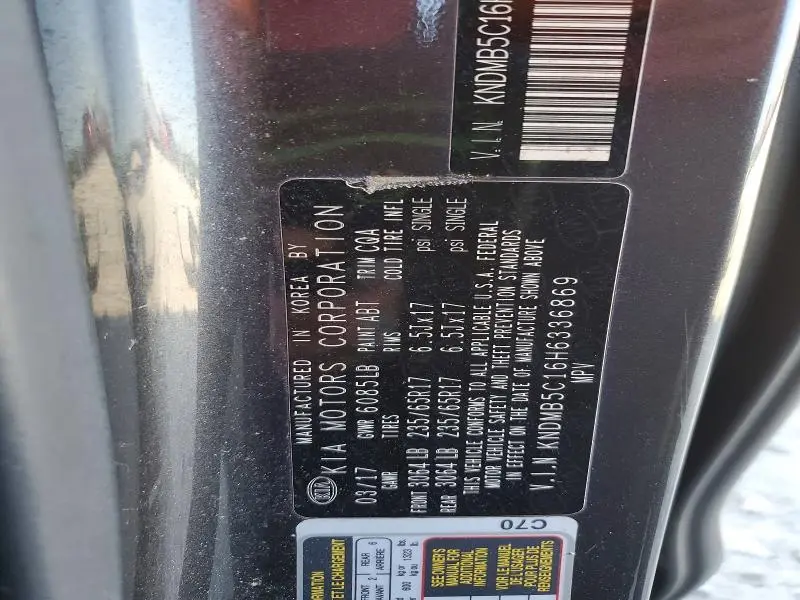 2017 KIA SEDONA LX  