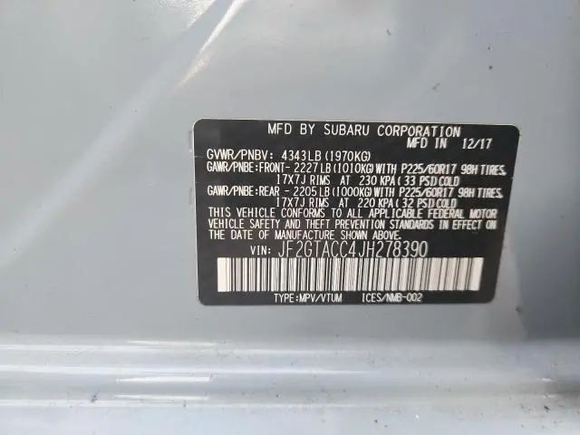 2018 SUBARU CROSSTREK PREMIUM  