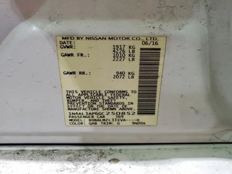 2016 NISSAN ALTIMA 2.5 SV  