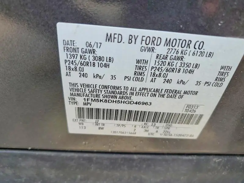 2017 FORD EXPLORER XLT  