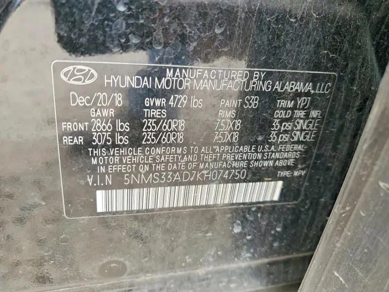 2019 HYUNDAI SANTA FE   