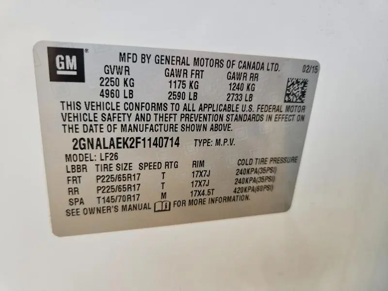 2015 CHEVROLET EQUINOX LS  