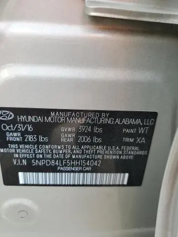 2017 HYUNDAI ELANTRA SE  