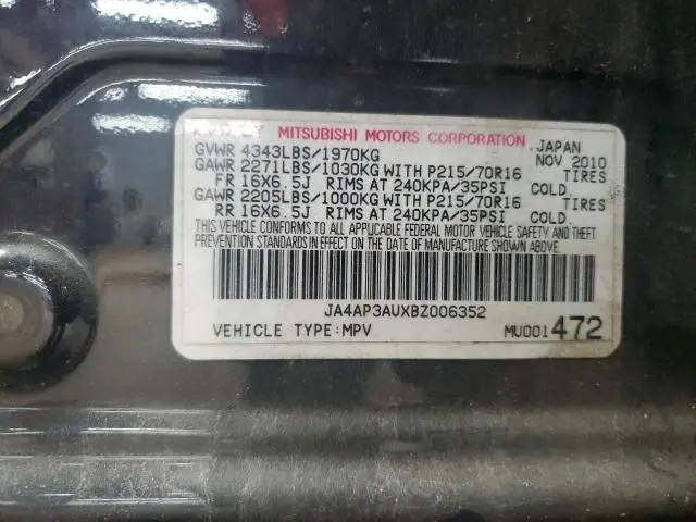 2011 MITSUBISHI OUTLANDER SPORT ES  