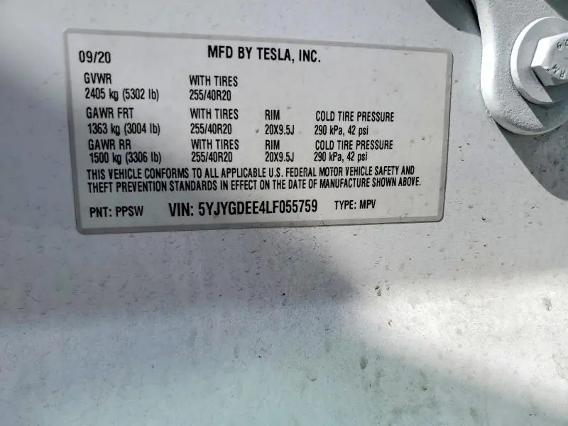 2020 TESLA MODEL Y   