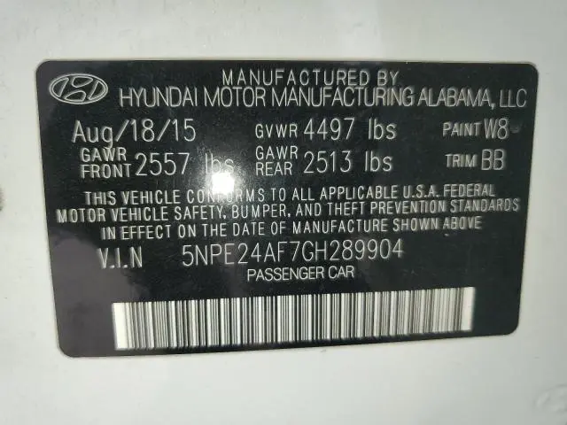2016 HYUNDAI SONATA SE  