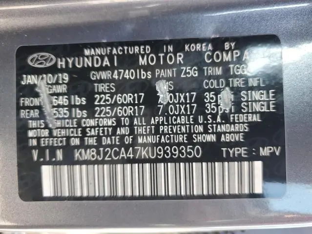 2019 HYUNDAI TUCSON SE  