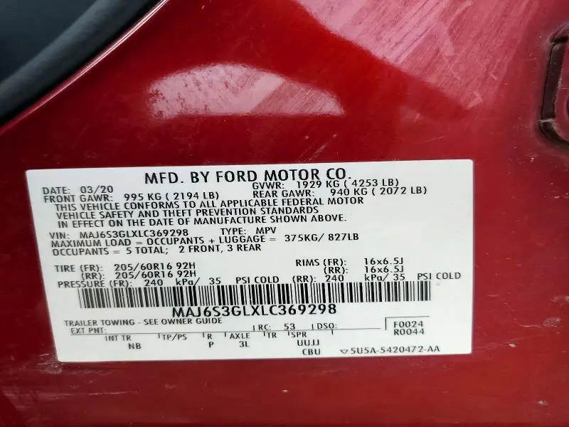 2020 FORD ECOSPORT SE  