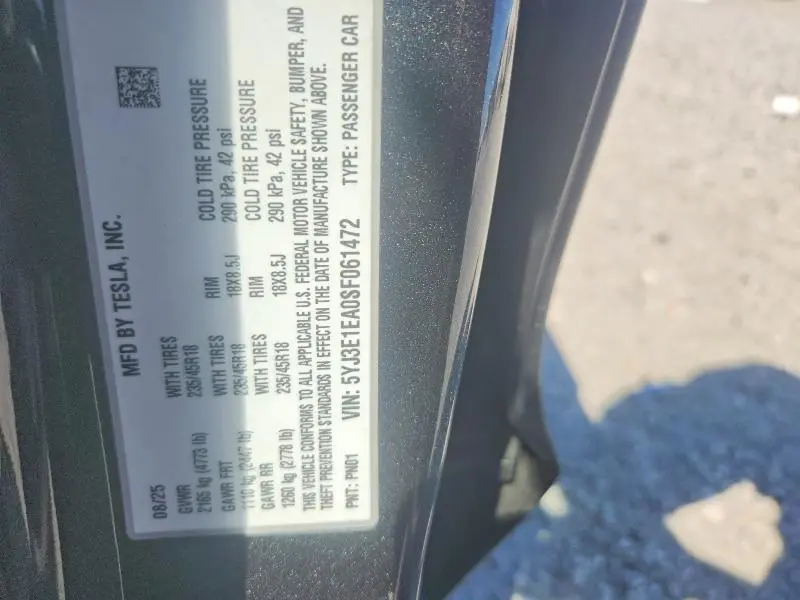 2025 TESLA MODEL 3   