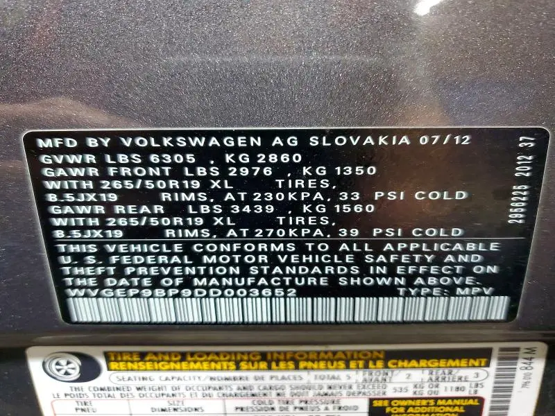 2013 VOLKSWAGEN TOUAREG V6 TDI  