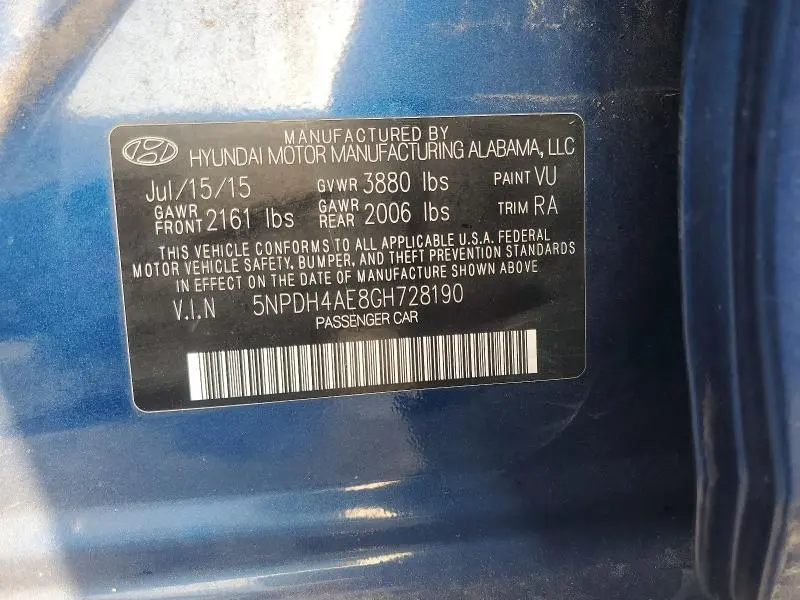 2016 HYUNDAI ELANTRA SE  