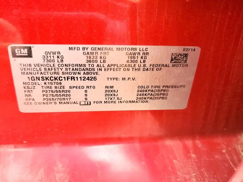 2015 CHEVROLET TAHOE K1500 LTZ  