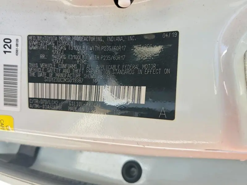 2019 TOYOTA SIENNA XLE PREMIUM 8-PASSENGER  