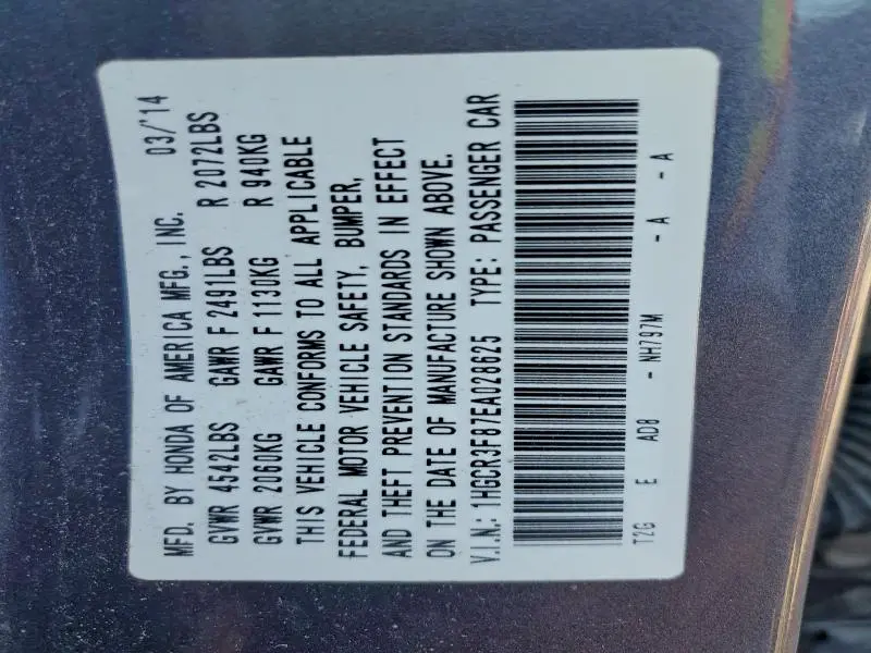 2014 HONDA ACCORD EXL  