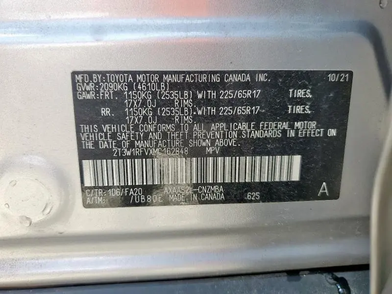 2021 TOYOTA RAV4 XLE  
