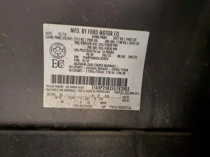 2014 FORD TAURUS SEL  