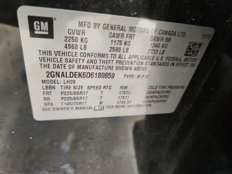 2013 CHEVROLET EQUINOX LT  