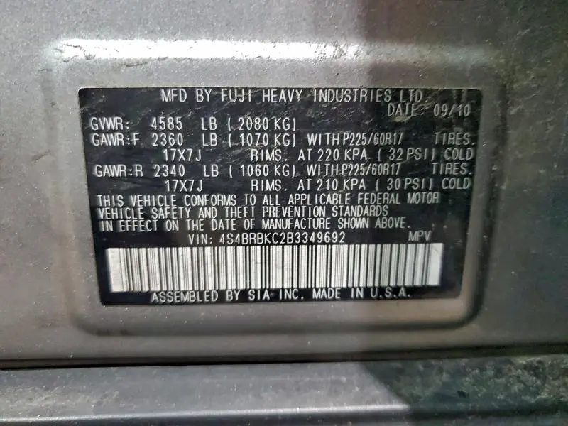 2011 SUBARU OUTBACK 2.5I LIMITED  