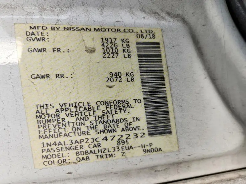 2018 NISSAN ALTIMA 2.5  