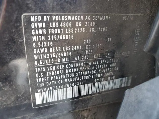 2017 VOLKSWAGEN TIGUAN S  