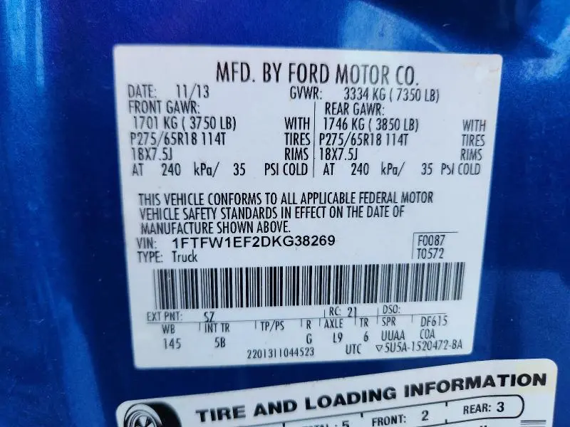 2013 FORD F150 SUPERCREW  