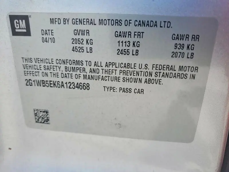 2010 CHEVROLET IMPALA LT  