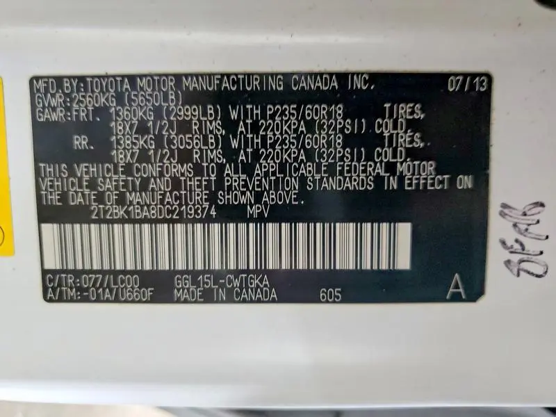2013 LEXUS RX 350 BASE  