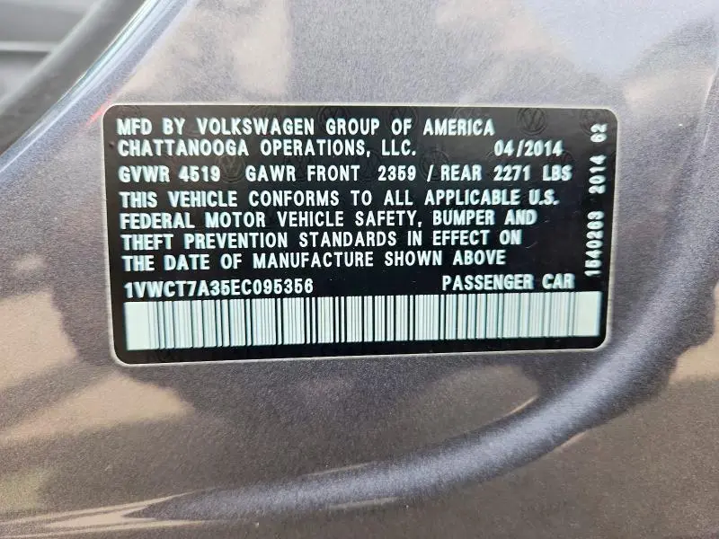 2014 VOLKSWAGEN PASSAT SEL  