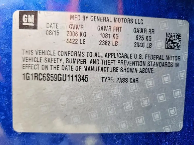 2016 CHEVROLET VOLT LT  
