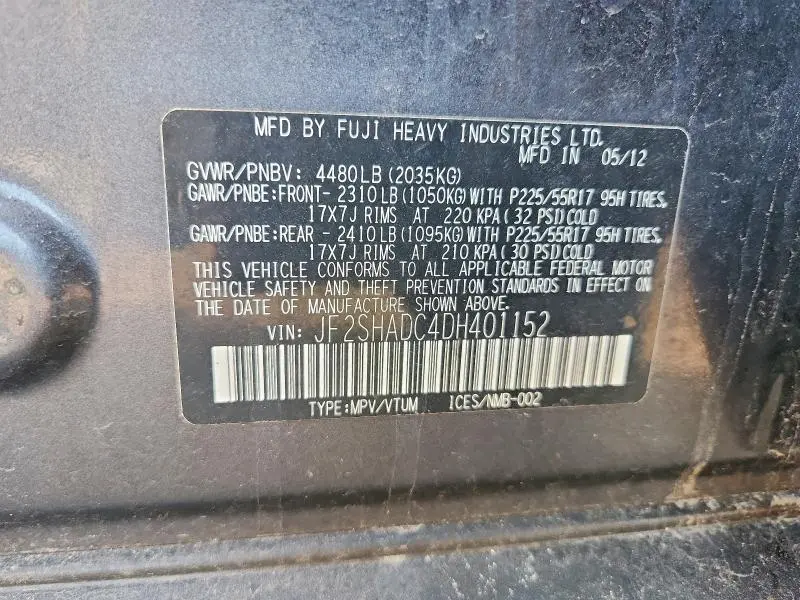 2013 SUBARU FORESTER 2.5X PREMIUM  