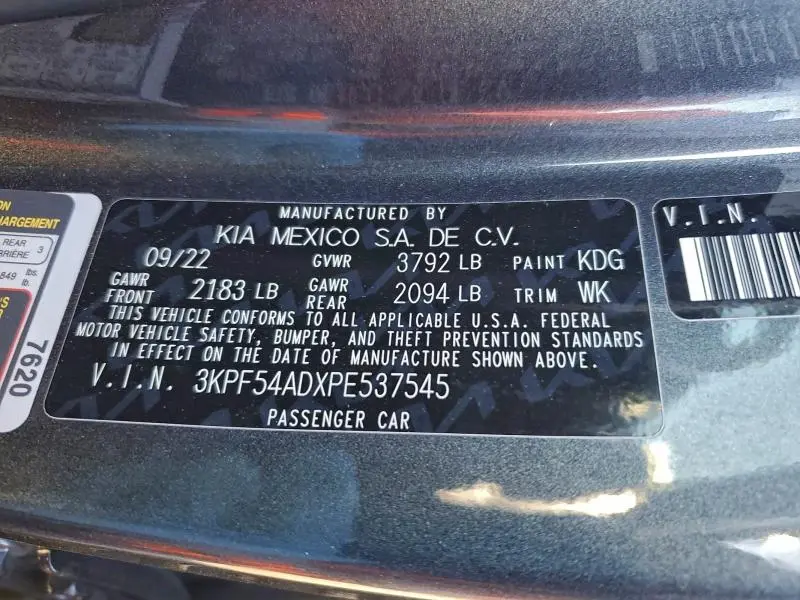 2023 KIA FORTE GT LINE  