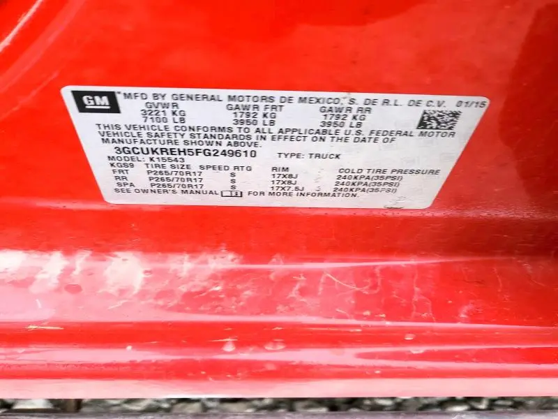 2015 CHEVROLET SILVERADO K1500 LT  