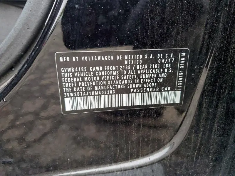 2017 VOLKSWAGEN JETTA S  