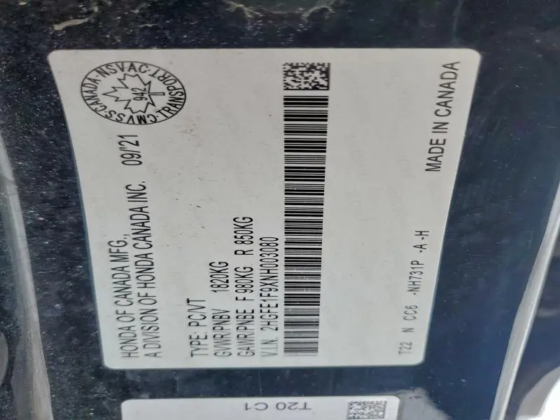 2022 HONDA CIVIC TOURING  