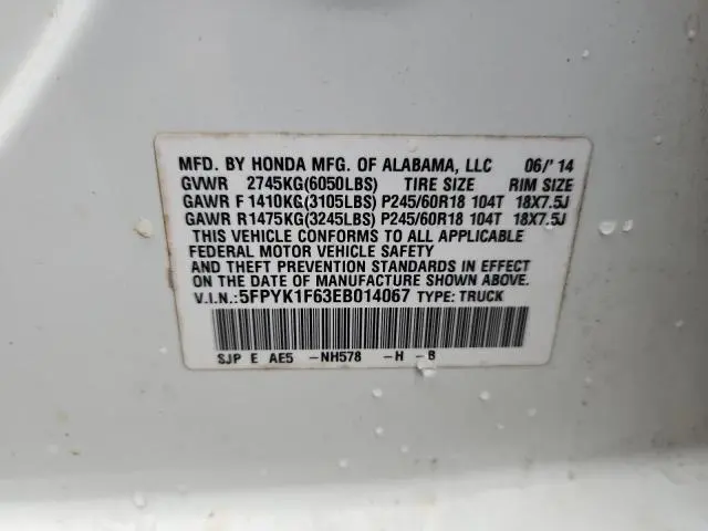 2014 HONDA RIDGELINE RTL-S  