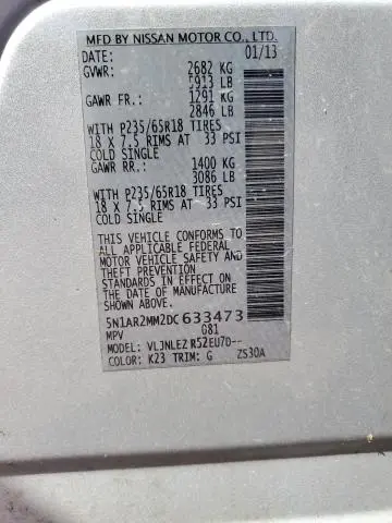 2013 NISSAN PATHFINDER S  