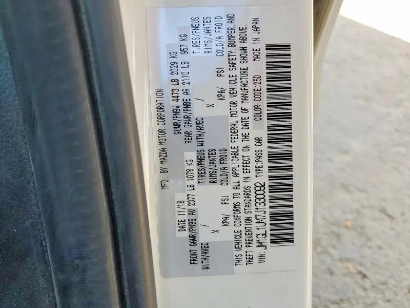 2018 MAZDA 6 SPORT  