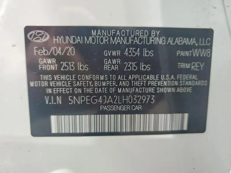 2020 HYUNDAI SONATA SE  