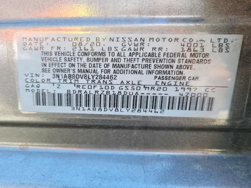 2020 NISSAN SENTRA SR  