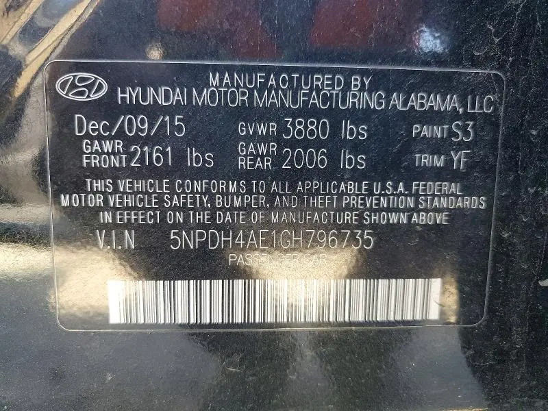 2016 HYUNDAI ELANTRA SE  