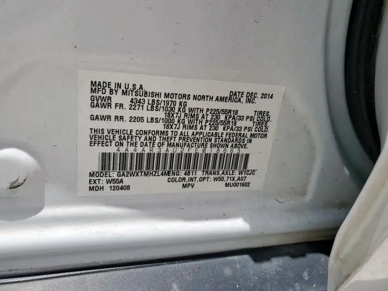 2015 MITSUBISHI OUTLANDER SPORT ES  