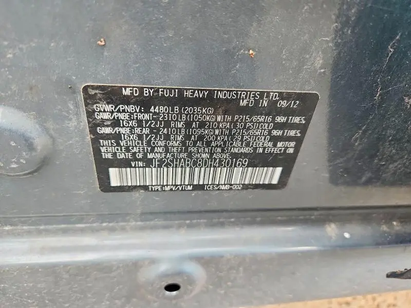 2013 SUBARU FORESTER 2.5X  